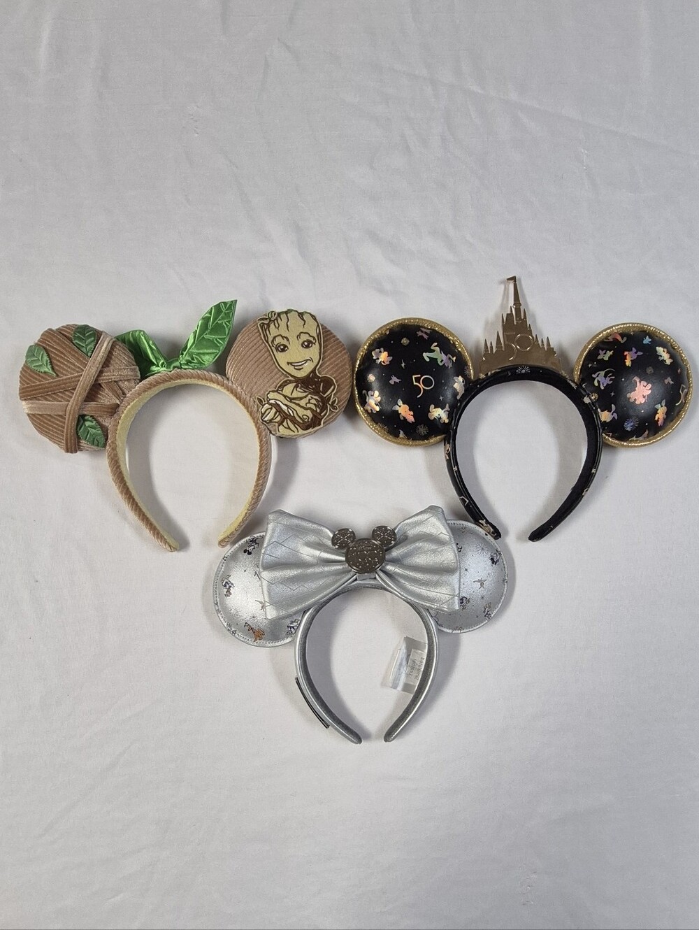 Disney Parks Minnie Mouse Ear Headband Lot of 3 Groot Disney100 50th Anniversary